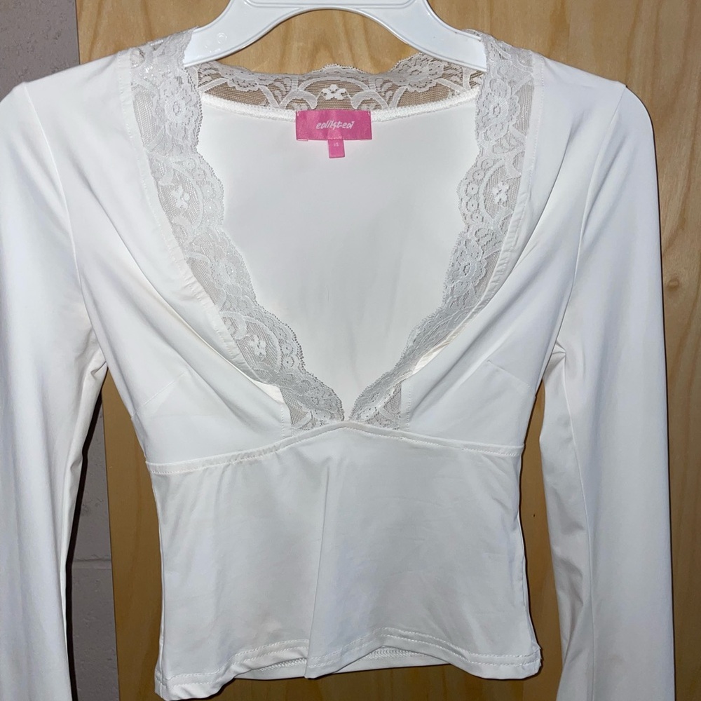 Edikted White Lace Detail Top